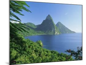 Volcanic Peaks of the Pitons, Soufriere Bay, St. Lucia, Caribbean, West Indies, Central America-Gavin Hellier-Mounted Photographic Print