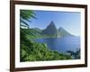 Volcanic Peaks of the Pitons, Soufriere Bay, St. Lucia, Caribbean, West Indies, Central America-Gavin Hellier-Framed Photographic Print