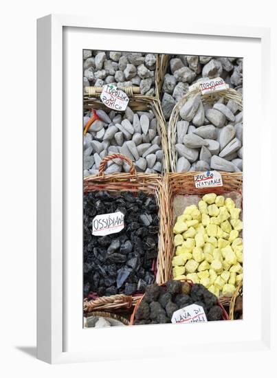 Volcanic rock souvenirs, Lipari Island, Aeolian Islands, UNESCO World Heritage Site, Sicily, Italy,-Marco Simoni-Framed Photographic Print