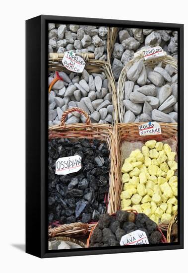 Volcanic rock souvenirs, Lipari Island, Aeolian Islands, UNESCO World Heritage Site, Sicily, Italy,-Marco Simoni-Framed Stretched Canvas