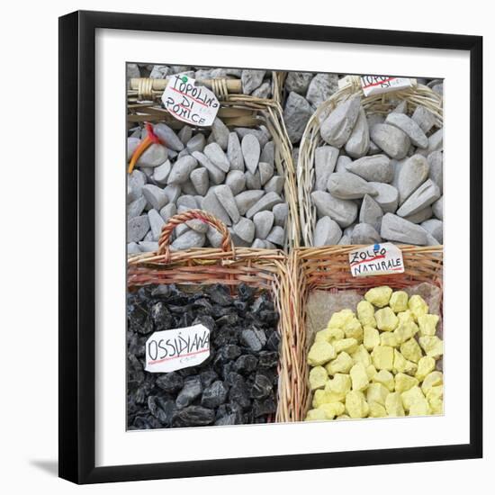 Volcanic rock souvenirs, Lipari Island, Aeolian Islands, UNESCO World Heritage Site, Sicily, Italy,-Marco Simoni-Framed Photographic Print