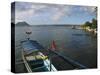 Volcano and Colourful Banka Fishing Boats, Lake Taal, Talisay, Luzon, Philippines, Southeast Asia-Kober Christian-Stretched Canvas