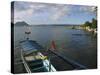 Volcano and Colourful Banka Fishing Boats, Lake Taal, Talisay, Luzon, Philippines, Southeast Asia-Kober Christian-Stretched Canvas