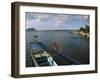 Volcano and Colourful Banka Fishing Boats, Lake Taal, Talisay, Luzon, Philippines, Southeast Asia-Kober Christian-Framed Photographic Print