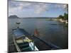 Volcano and Colourful Banka Fishing Boats, Lake Taal, Talisay, Luzon, Philippines, Southeast Asia-Kober Christian-Mounted Photographic Print