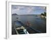 Volcano and Colourful Banka Fishing Boats, Lake Taal, Talisay, Luzon, Philippines, Southeast Asia-Kober Christian-Framed Photographic Print