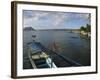 Volcano and Colourful Banka Fishing Boats, Lake Taal, Talisay, Luzon, Philippines, Southeast Asia-Kober Christian-Framed Photographic Print