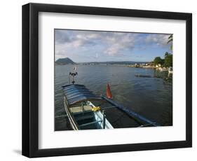 Volcano and Colourful Banka Fishing Boats, Lake Taal, Talisay, Luzon, Philippines, Southeast Asia-Kober Christian-Framed Photographic Print