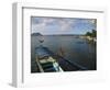 Volcano and Colourful Banka Fishing Boats, Lake Taal, Talisay, Luzon, Philippines, Southeast Asia-Kober Christian-Framed Photographic Print