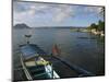 Volcano and Colourful Banka Fishing Boats, Lake Taal, Talisay, Luzon, Philippines, Southeast Asia-Kober Christian-Mounted Photographic Print