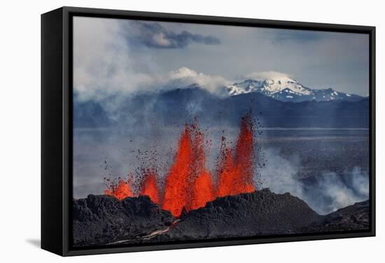 Volcano Eruption at the Holuhraun Fissure near Bardarbunga Volcano, Iceland-Arctic-Images-Framed Stretched Canvas