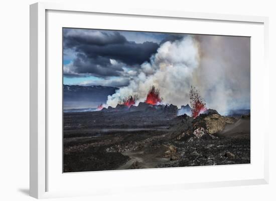 Volcano Eruption at the Holuhraun Fissure near Bardarbunga Volcano, Iceland-Arctic-Images-Framed Photographic Print