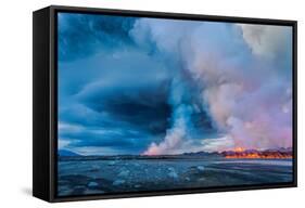 Volcano Eruption at the Holuhraun Fissure Near the Bardarbunga Volcano, Iceland-Ragnar Th Sigurdsson-Framed Stretched Canvas