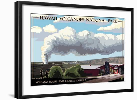 Volcano House - Hawaii Volcanoes National Park-Lantern Press-Framed Art Print