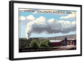 Volcano House - Hawaii Volcanoes National Park-Lantern Press-Framed Art Print