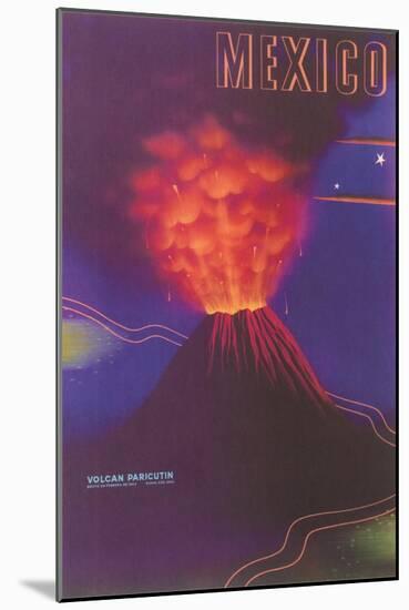 Volcano, Mexican Travel Poster-null-Mounted Art Print