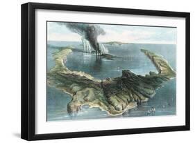 Volcano on the Island of Thera (Santorin) in Eruption, 1866-null-Framed Premium Giclee Print