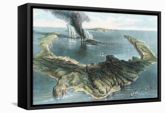 Volcano on the Island of Thera (Santorin) in Eruption, 1866-null-Framed Stretched Canvas