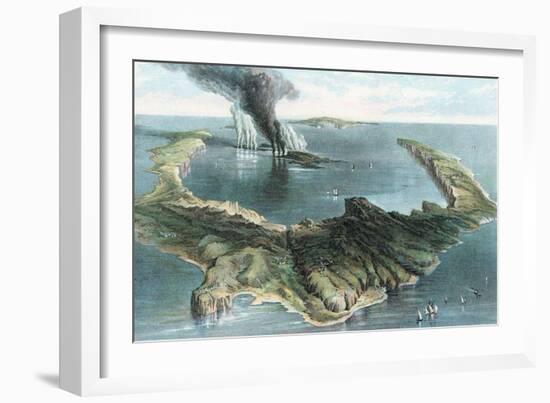 Volcano on the Island of Thera (Santorin) in Eruption, 1866-null-Framed Giclee Print