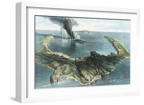 Volcano on the Island of Thera (Santorin) in Eruption, 1866-null-Framed Giclee Print