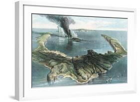 Volcano on the Island of Thera (Santorin) in Eruption, 1866-null-Framed Giclee Print