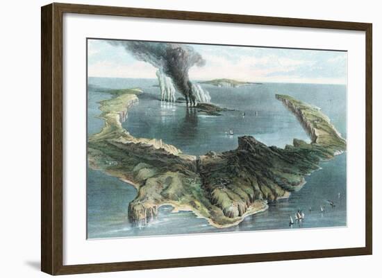 Volcano on the Island of Thera (Santorin) in Eruption, 1866-null-Framed Giclee Print