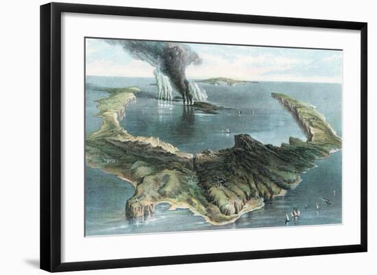 Volcano on the Island of Thera (Santorin) in Eruption, 1866-null-Framed Giclee Print