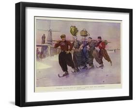 Volendam Peasants Going to Market, a Winter Scene Near Amsterdam-Frederic De Haenen-Framed Giclee Print