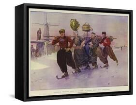 Volendam Peasants Going to Market, a Winter Scene Near Amsterdam-Frederic De Haenen-Framed Stretched Canvas
