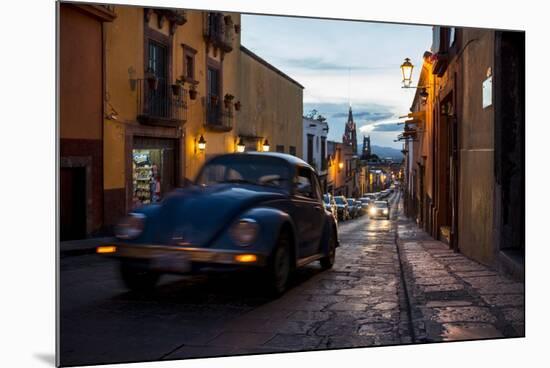 Volkswagen on Cobbled Street, San Miguel De Allende, Guanajuato, Mexico, North America-Ben Pipe-Mounted Photographic Print