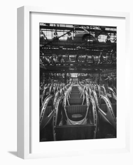 Volkswagen Plant Assembly Line of Car Frames-James Whitmore-Framed Photographic Print