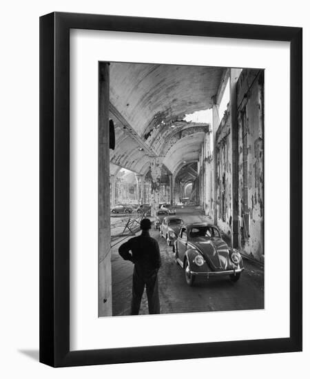 Volkswagons Rolling Off the Assembly Line-Walter Sanders-Framed Premium Photographic Print