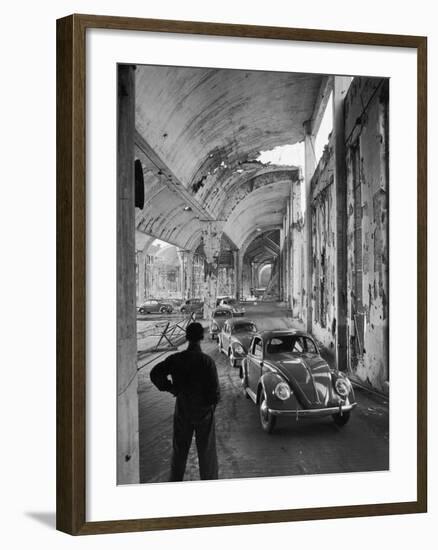 Volkswagons Rolling Off the Assembly Line-Walter Sanders-Framed Photographic Print