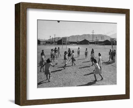 Volleyball at Manzanar Relocation Center, 1943-Ansel Adams-Framed Photographic Print