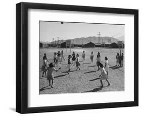 Volleyball at Manzanar Relocation Center, 1943-Ansel Adams-Framed Photographic Print