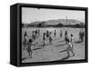 Volleyball at Manzanar Relocation Center, 1943-Ansel Adams-Framed Stretched Canvas