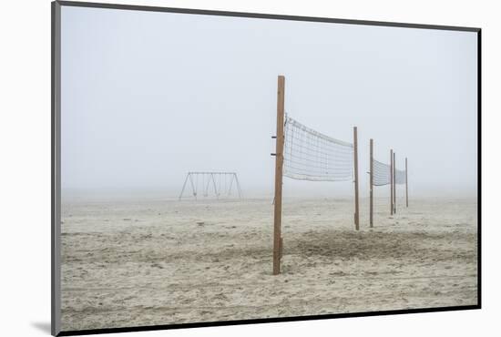 Volleyball nets on the beach, Cannon Beach, Oregon, USA-Panoramic Images-Mounted Photographic Print