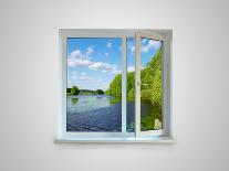 New Closed Plastic Glass Window Frame Isolated on the White Background-Volokhatiuk-Photographic Print