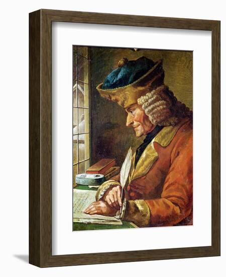 Voltaire (1694-1778) in His Study-null-Framed Giclee Print