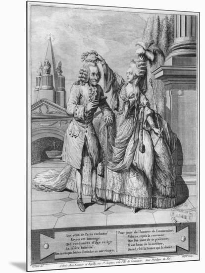 Voltaire Crowned by Mademoiselle Clairon, Engraved by Jean Victor (B.1718) 1791 (Engraving)-Claude Louis Desrais-Mounted Giclee Print