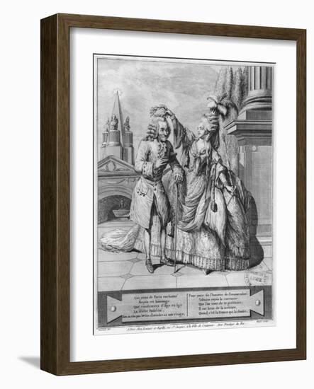 Voltaire Crowned by Mademoiselle Clairon, Engraved by Jean Victor (B.1718) 1791 (Engraving)-Claude Louis Desrais-Framed Giclee Print