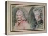Voltaire (Francois Marie Arouet De Voltaire 1694-1778) and Madame Denis (Marie-Louise Mignot Denis-Charles Nicolas II Cochin-Stretched Canvas