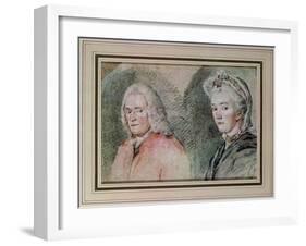 Voltaire (Francois Marie Arouet De Voltaire 1694-1778) and Madame Denis (Marie-Louise Mignot Denis-Charles Nicolas II Cochin-Framed Giclee Print