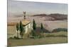 Volterra, Church and Bell Tower, 1834-Jean-Baptiste-Camille Corot-Mounted Giclee Print