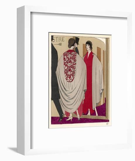 Voluminous Cape Like Evening Coat by Paul Poiret-A.e. Marty-Framed Art Print