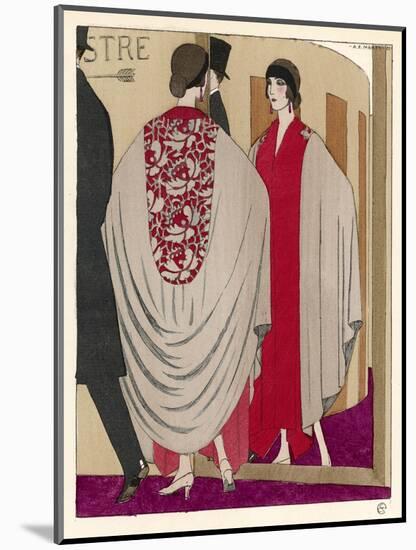 Voluminous Cape Like Evening Coat by Paul Poiret-A.e. Marty-Mounted Art Print