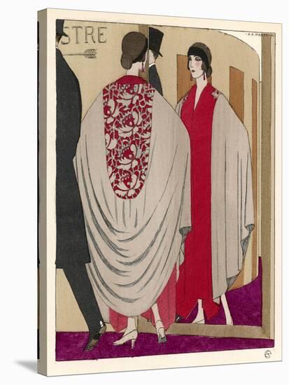 Voluminous Cape Like Evening Coat by Paul Poiret-A.e. Marty-Stretched Canvas