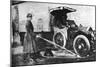 Volunteer English Woman Driver Washing Down Her Ambulance, Cambridge, World War I, 1915-null-Mounted Giclee Print