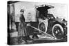 Volunteer English Woman Driver Washing Down Her Ambulance, Cambridge, World War I, 1915-null-Stretched Canvas