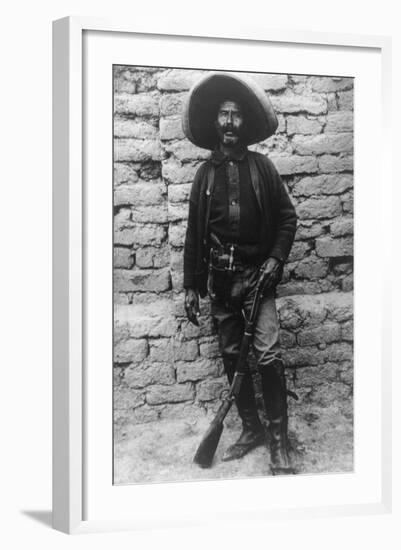 Volunteer Mexican Soldier with Rifle Photograph - Mexico-Lantern Press-Framed Art Print